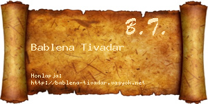 Bablena Tivadar névjegykártya